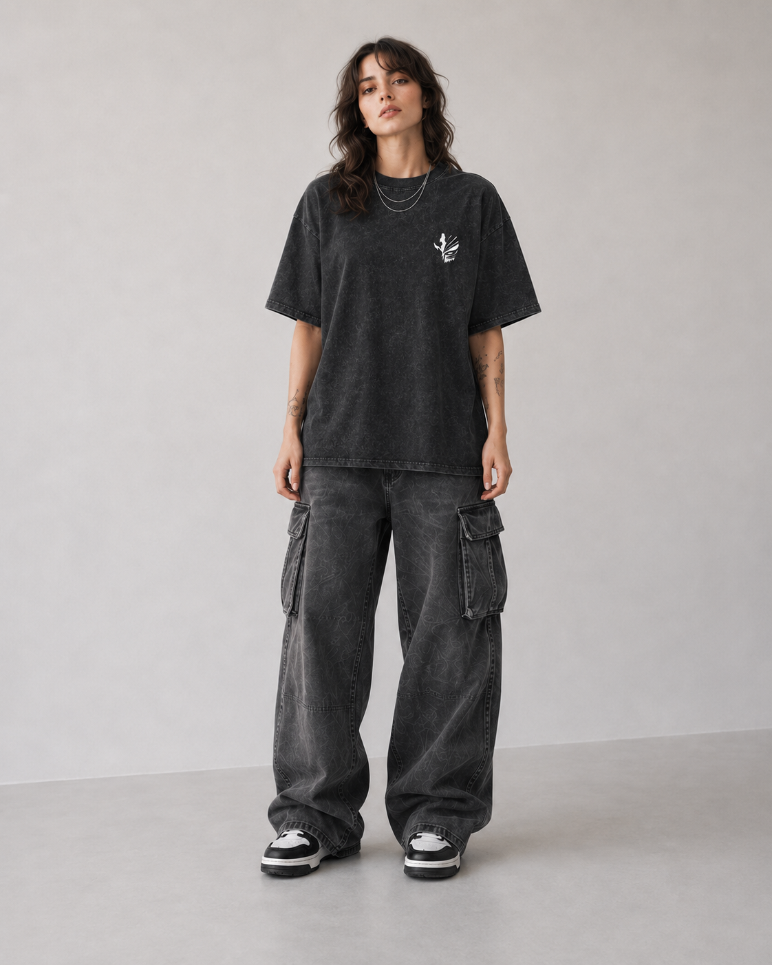 Model wearing Bleach Ichigo Zangetsu Vintage Wash T-Shirt, styled view 6