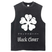 Five-Leaf Clover Acid Wash Tank Top