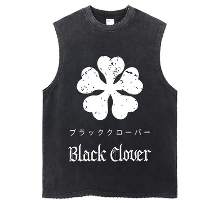 Five-Leaf Clover Acid Wash Tank Top