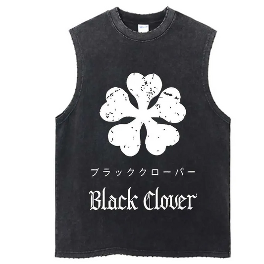 Five-Leaf Clover Acid Wash Tank Top