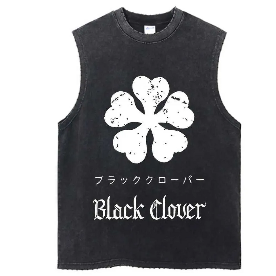 Five-Leaf Clover Acid Wash Tank Top