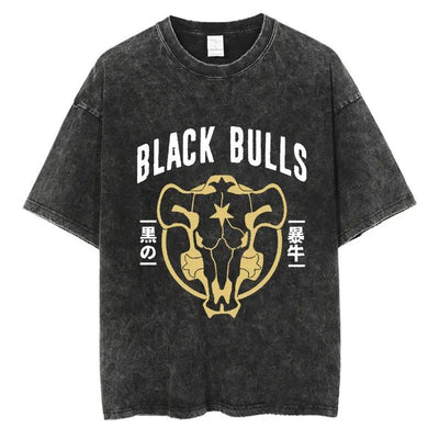 Black Clover "Black Bulls Varsity" Acid Wash T-Shirt