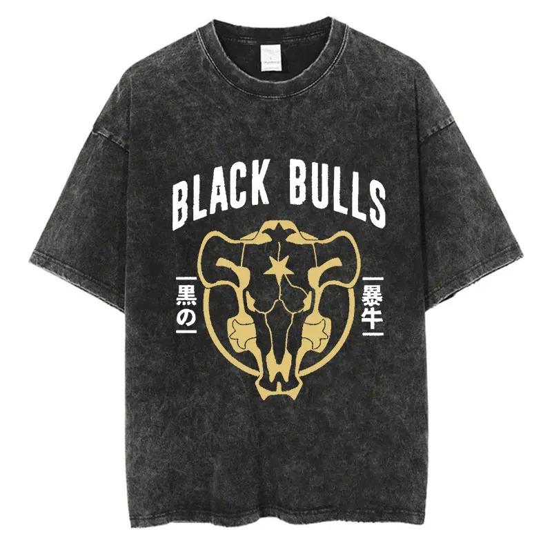 Black Bulls black clover washed vintage t-shirt