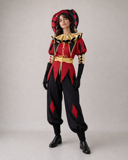 Pierrot Harlequin Cosplay Circus Costume