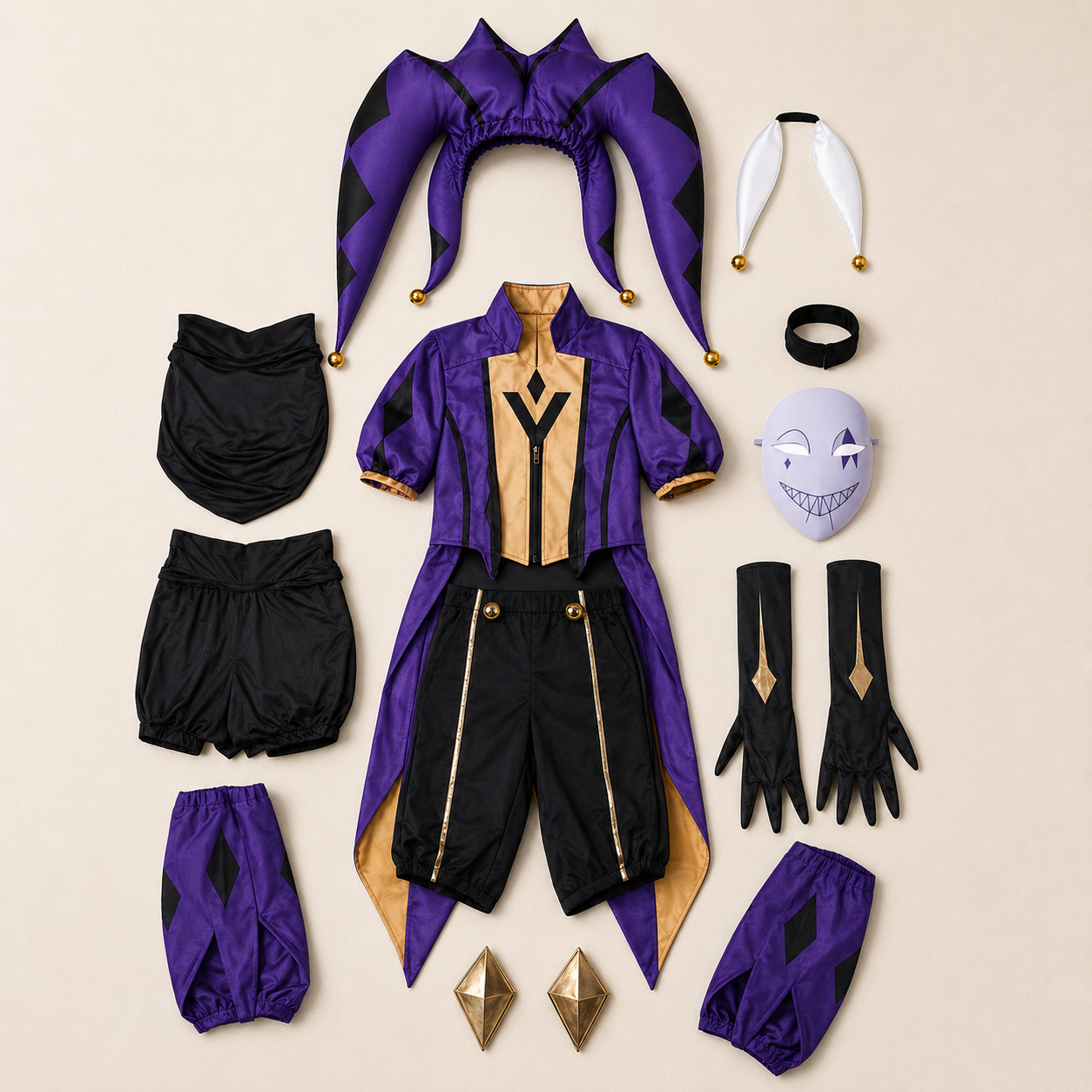 Pierrot Harlequin Cosplay Circus Costume