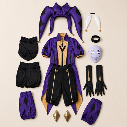 Pierrot Harlequin Cosplay Circus Costume
