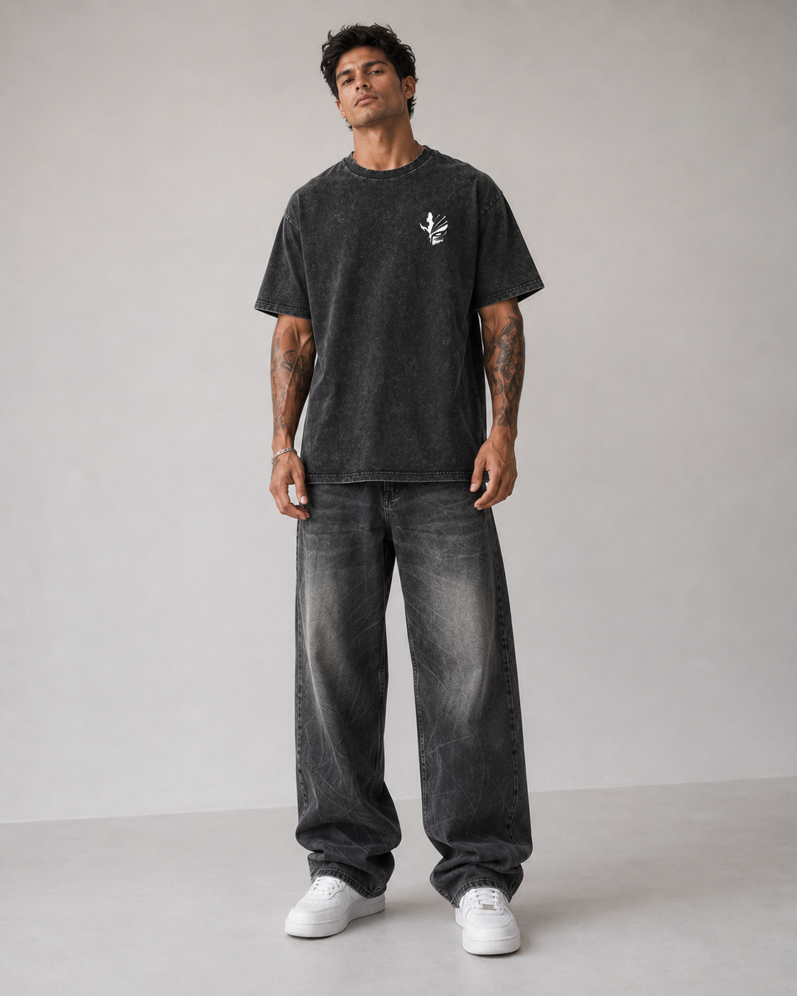 Model wearing Bleach Ichigo Zangetsu Vintage Wash T-Shirt, styled view 5