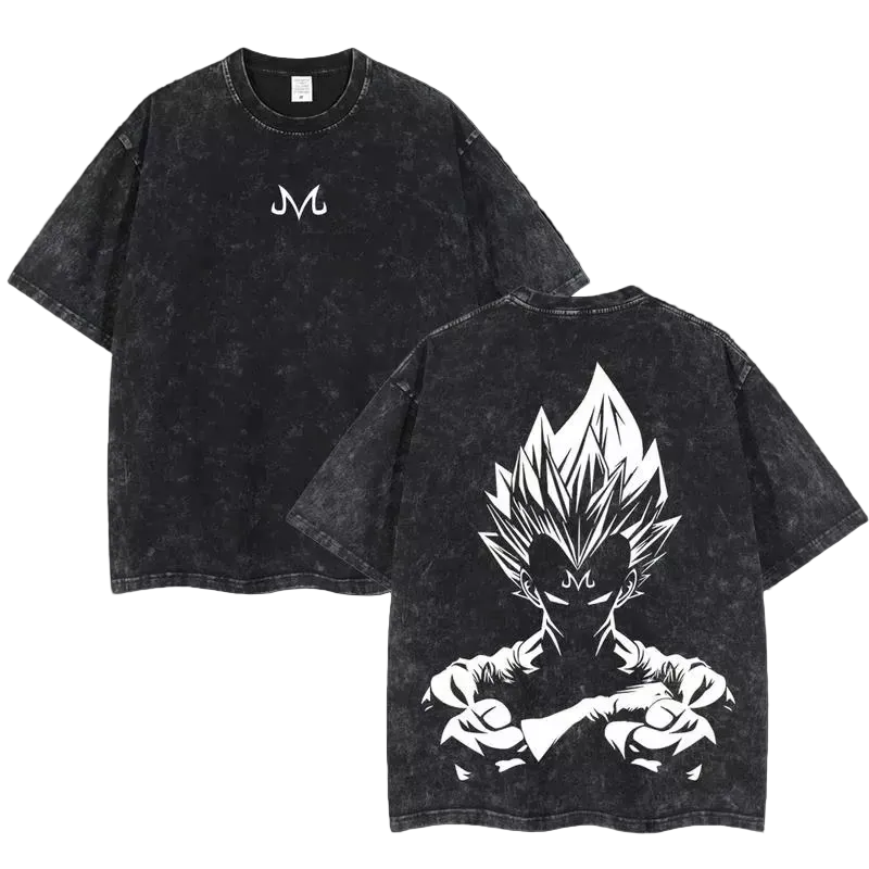 Majin Vegeta Oversized Acid Wash Tee | Anime Streetwear
