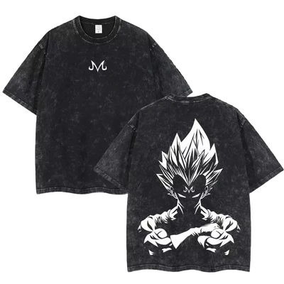 Majin Vegeta Oversized Acid Wash Tee | Anime Streetwear