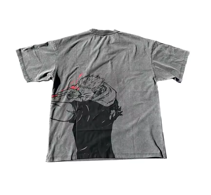 Sukuna Flame Slash Acid Wash Tee