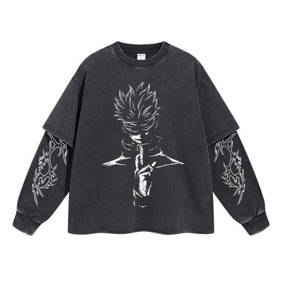 Gojo Blindfolded Sorcerer Double Sleeve Tee