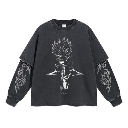 Gojo Blindfolded Sorcerer Double Sleeve Tee