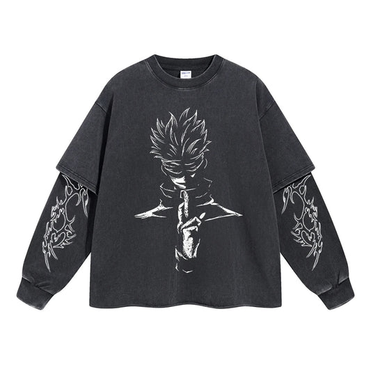 Gojo Blindfolded Sorcerer Double Sleeve Tee