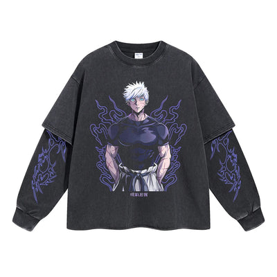 Gojo Satoru "The Strongest Jujutsu Sorcerer" Vintage Double Sleeve T-shirt