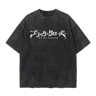 Black Clover "Japanese Text" Acid Wash T-Shirt