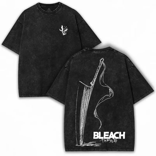 Bleach Ichigo Zangetsu Vintage Wash T-Shirt back graphic view