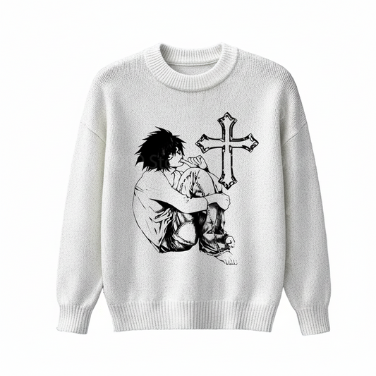 L Death Note Knitted Sweater