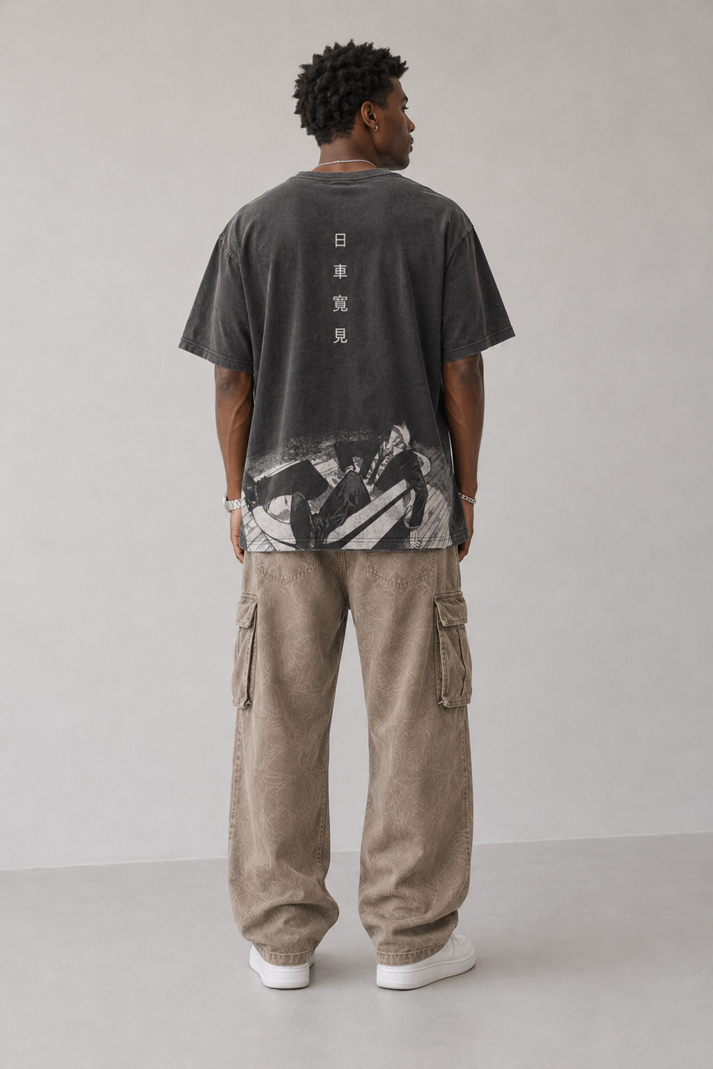 Male model wearing Jujutsu Kaisen Mask & Manga Scene Vintage T-Shirt