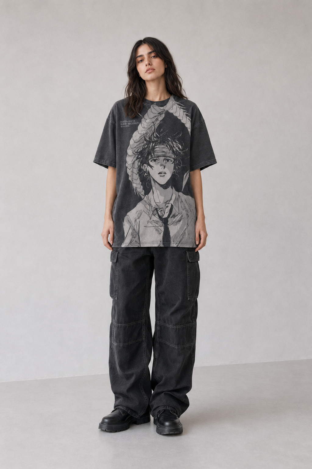 Female model wearing Nanami Kento Jujutsu Kaisen Vintage T-Shirt