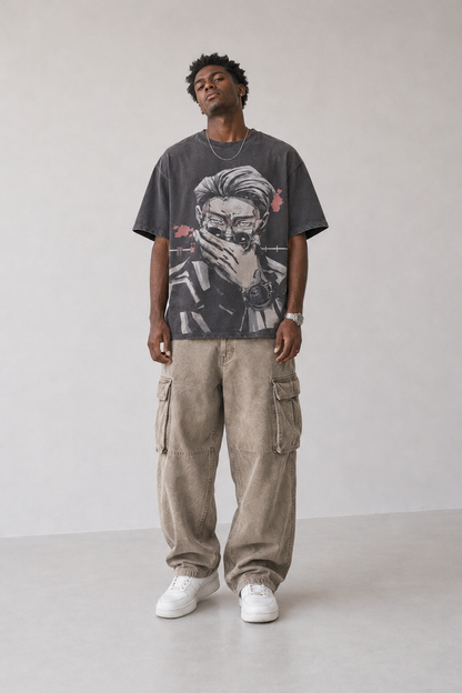 Male model wearing Nanami Kento Jujutsu Kaisen Vintage T-Shirt