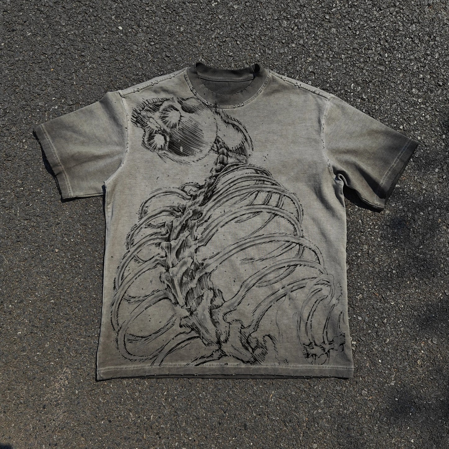 Eren Attack Titan and Colossal Titan manga graphic on grey oversized T-shirt