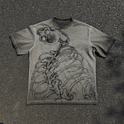 Eren Attack Titan and Colossal Titan manga graphic on grey oversized T-shirt