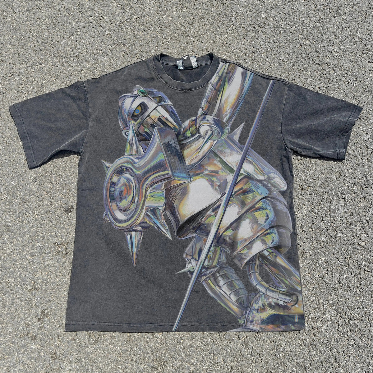 Cyber Armored Knight Oversized Graphic T-Shirt front graphic product view