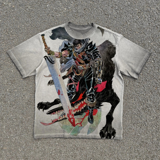 Berserk Guts Dark Fantasy Oversized T-Shirt front graphic product view