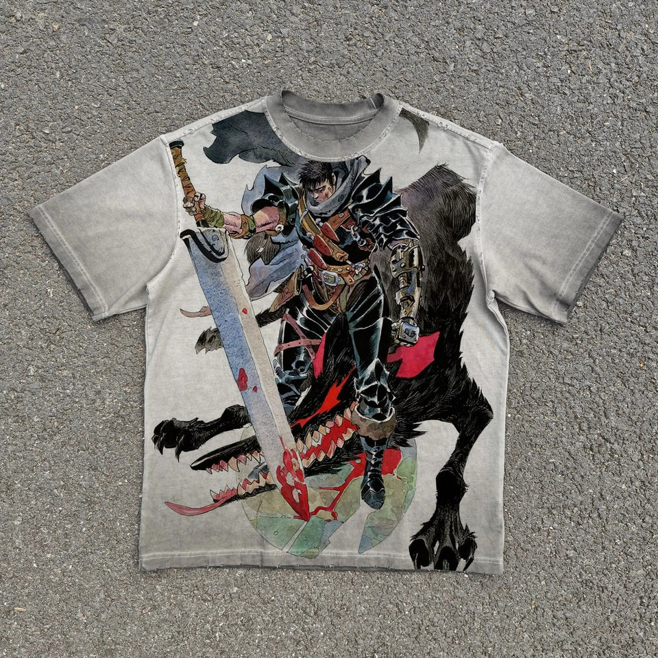 Berserk Guts Dark Fantasy Oversized T-Shirt front graphic product view