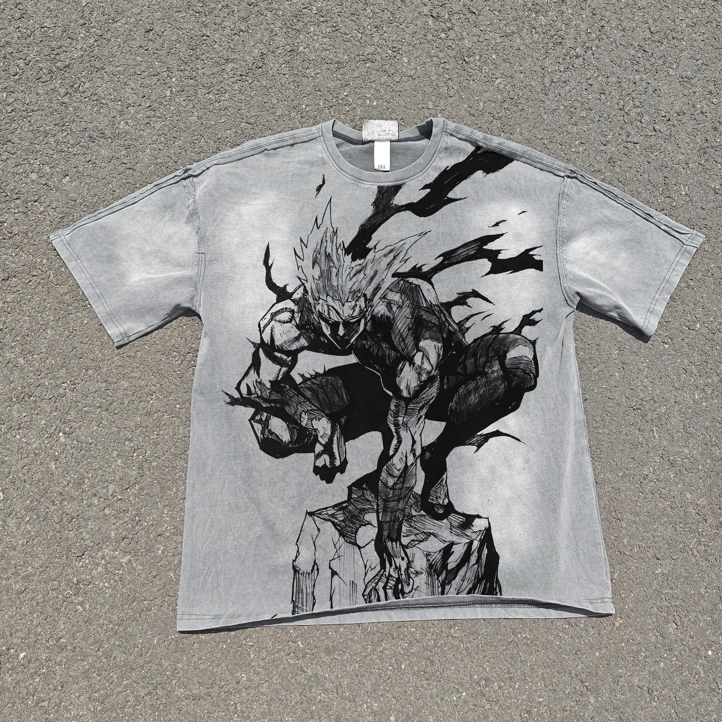 Garou One Punch Man vintage oversized T-shirt front graphic view