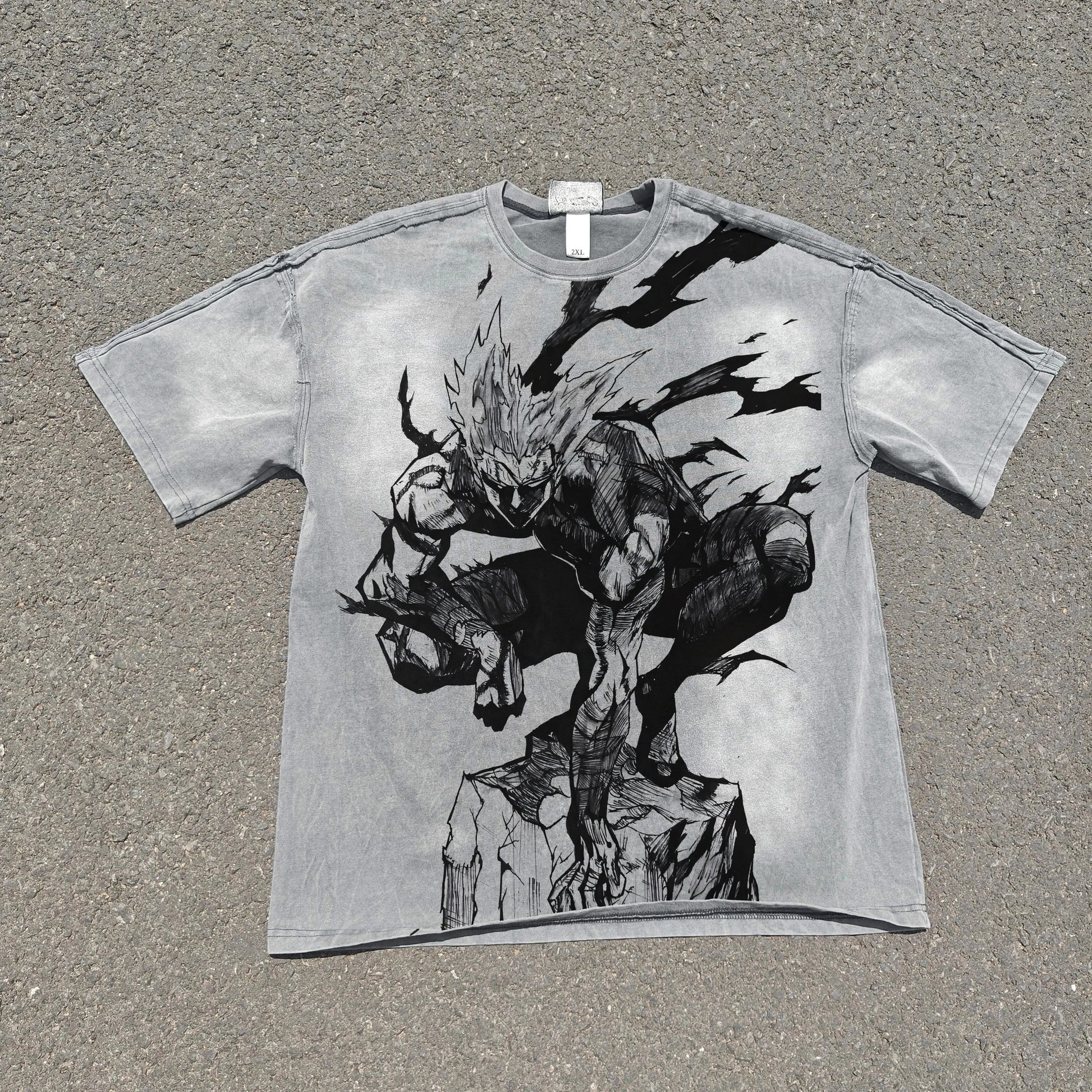 Garou One Punch Man vintage oversized T-shirt front graphic view