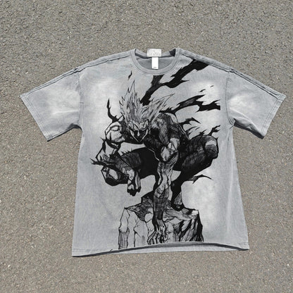 Garou One Punch Man vintage oversized T-shirt front graphic view