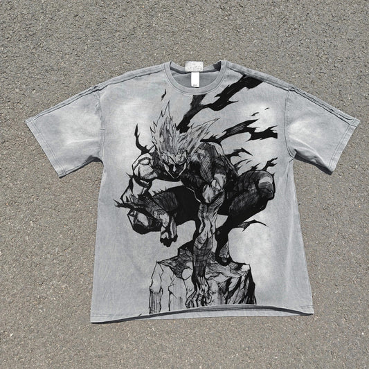 Garou One Punch Man vintage oversized T-shirt front graphic view