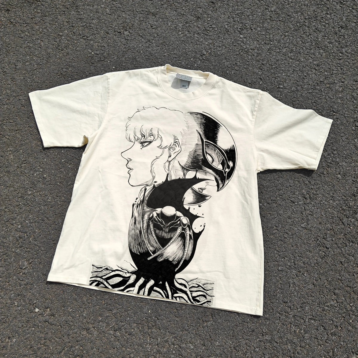 Berserk Guts & Griffith Split Portrait Oversized T-Shirt front graphic product view