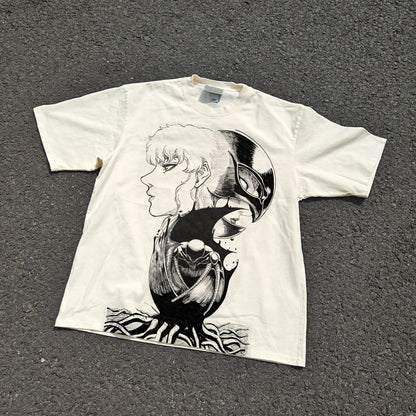 Berserk Guts & Griffith Split Portrait Oversized T-Shirt front graphic product view