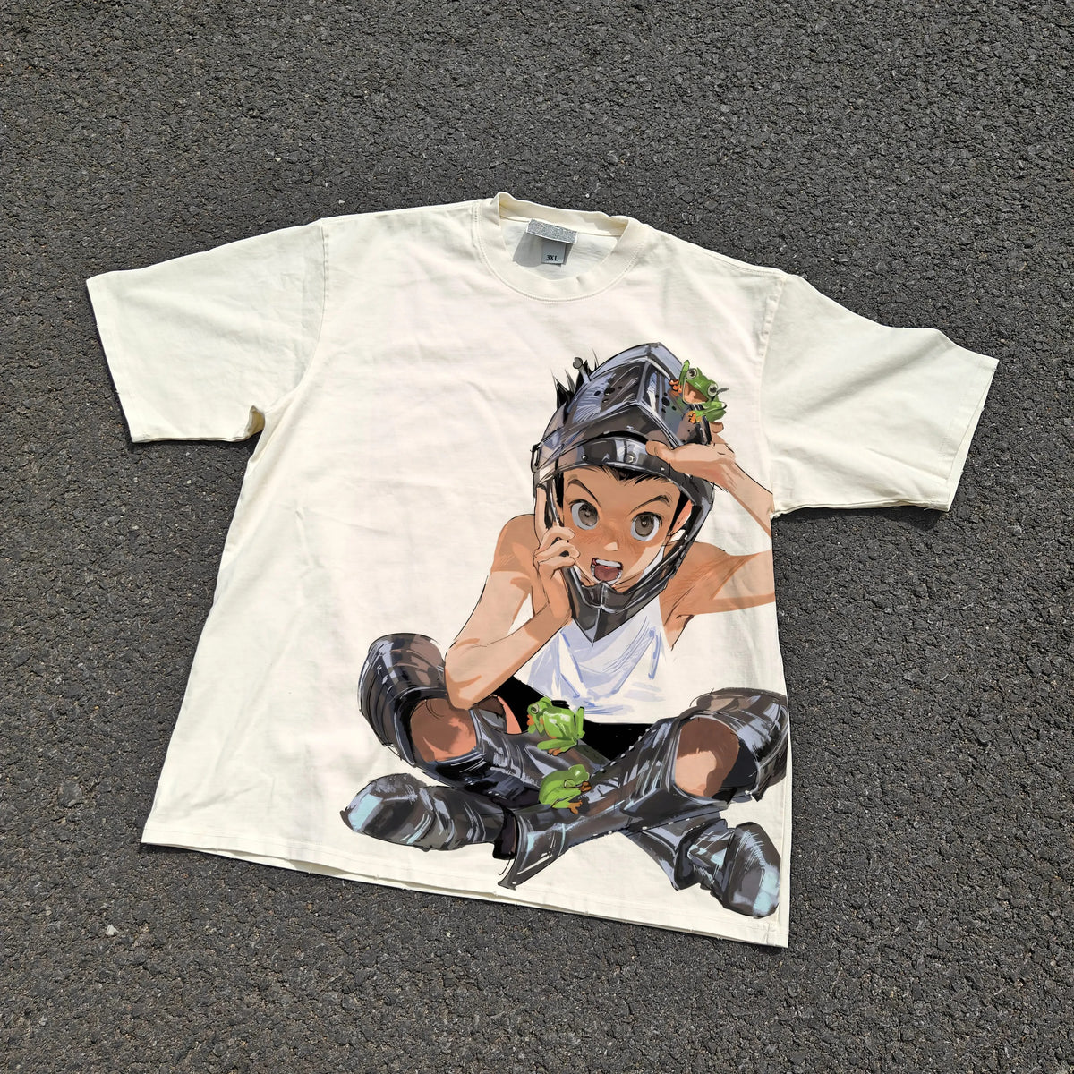 Gon Freecss Hunter x Hunter graphic on white oversized T-shirt