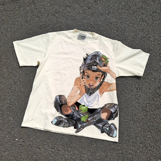 Gon Freecss Hunter x Hunter graphic on white oversized T-shirt