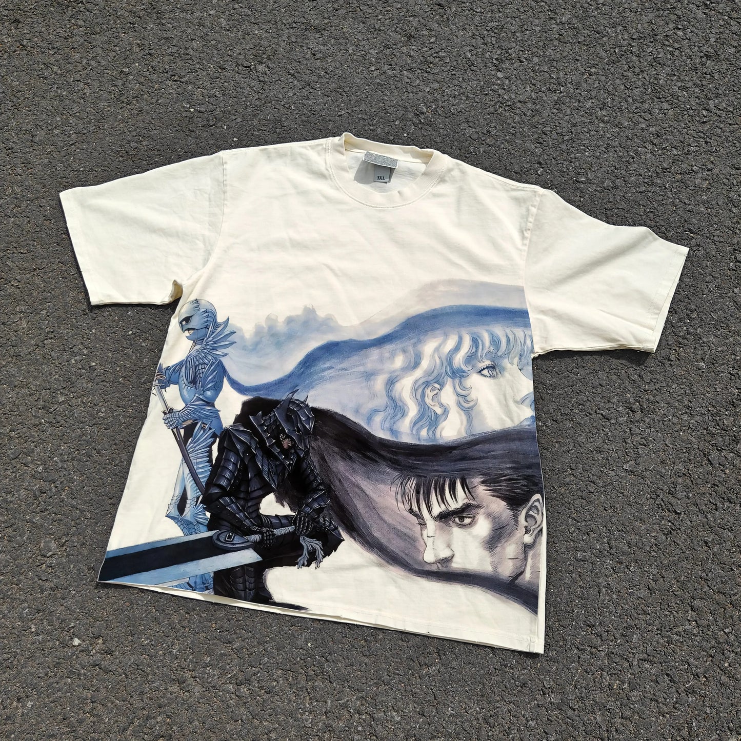 Berserk Guts Blue Swordsman Oversized T-Shirt front graphic product view