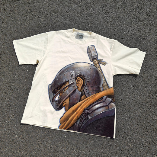 Armored Anime Warrior Portrait Oversized T-Shirt