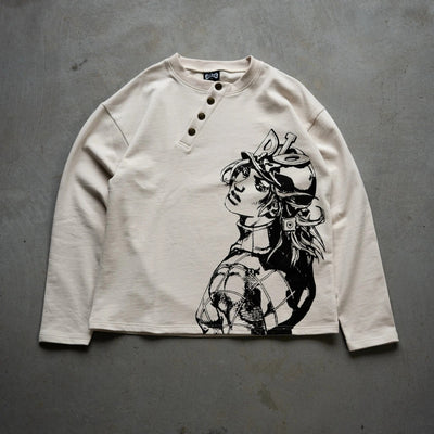 Diego Brando Steel Ball Run Henley Long Sleeve Shirt