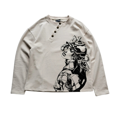 Diego Brando Steel Ball Run Henley Long Sleeve Shirt