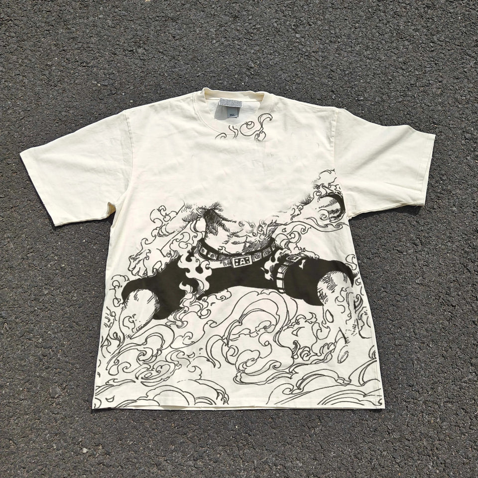 Luffy Gear Fifth State One Piece Oversized T-Shirt front manga graphic