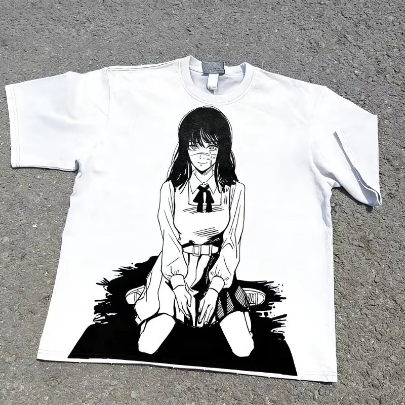 Makima Chainsaw Man White Manga T-Shirt front product view