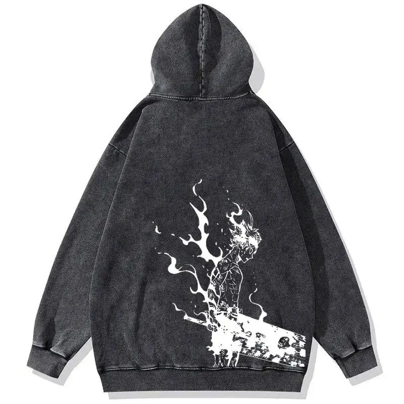 Black Clover "Asta White Flame" Acid Wash Hoodie