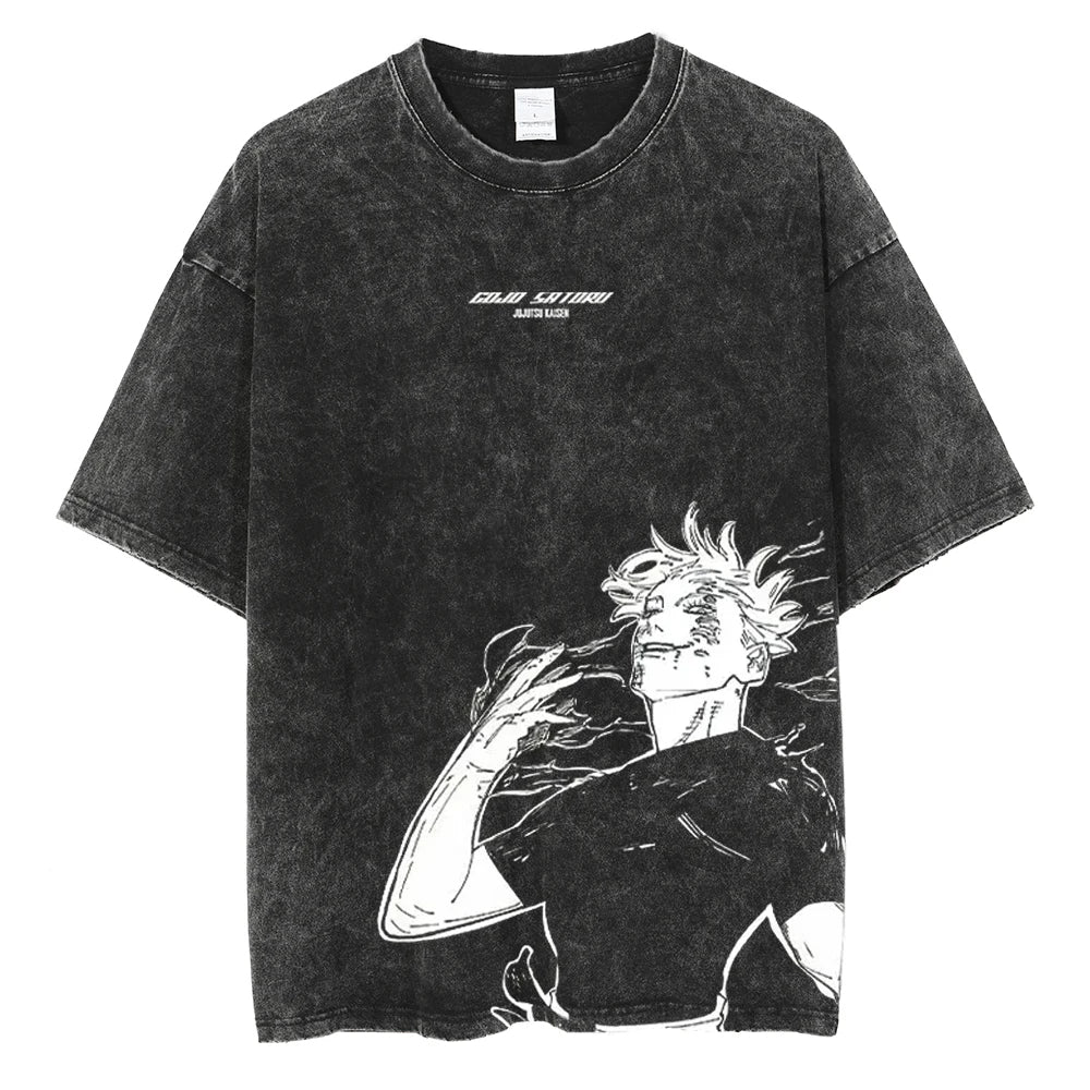 Satoru Gojo Asymmetrical Graphic Tee | Jujutsu Kaisen Streetwear – Skaiiy