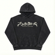 Black Clover "Japanese Text" Acid Wash Hoodie