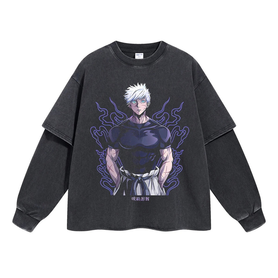Gojo Satoru "The Strongest Jujutsu Sorcerer" Vintage Double Sleeve T-shirt