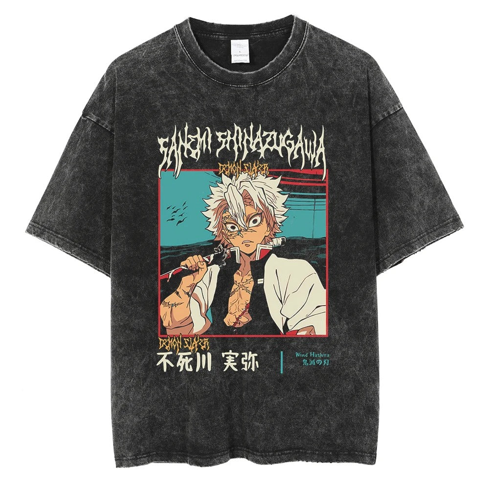 Sanemi Shinazugawa "Wind Breathing" Vintage T-shirt #02