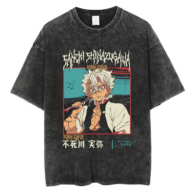 Sanemi Shinazugawa "Wind Breathing" Vintage T-shirt #02