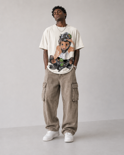 Male model wearing Gon Freecss Hunter x Hunter Y2K Oversized T-Shirt